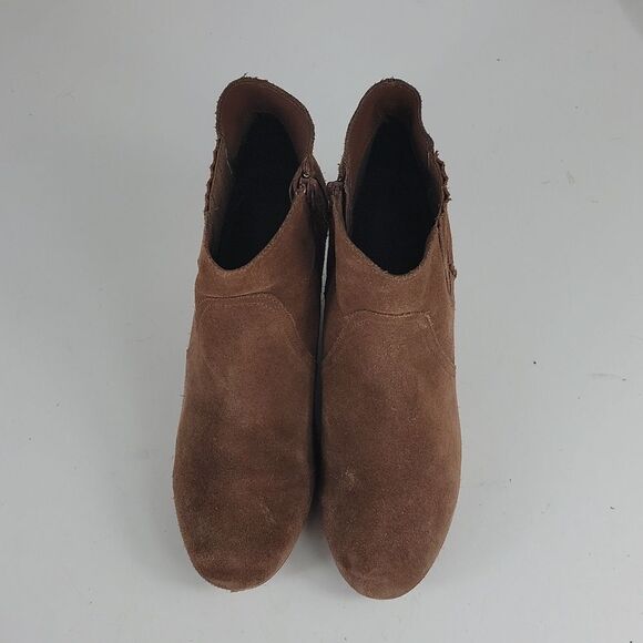 Violet & Red Wedge Brown Suede Leather Women's Ankle Boots - Picture 6 of 16